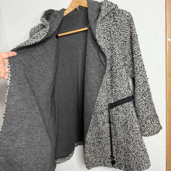 Free People Satellite Image Swing Hooded Tweed Wool Oversized Coat Size XS - Picture 10 of 17